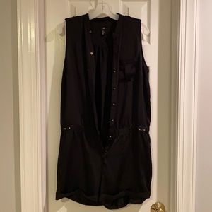 Black H&M’s M romper with gold accent buttons.
